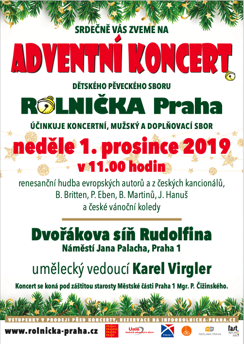 pozvánka na adventní koncert dětského pěveckého sboru Rolnička Praha
