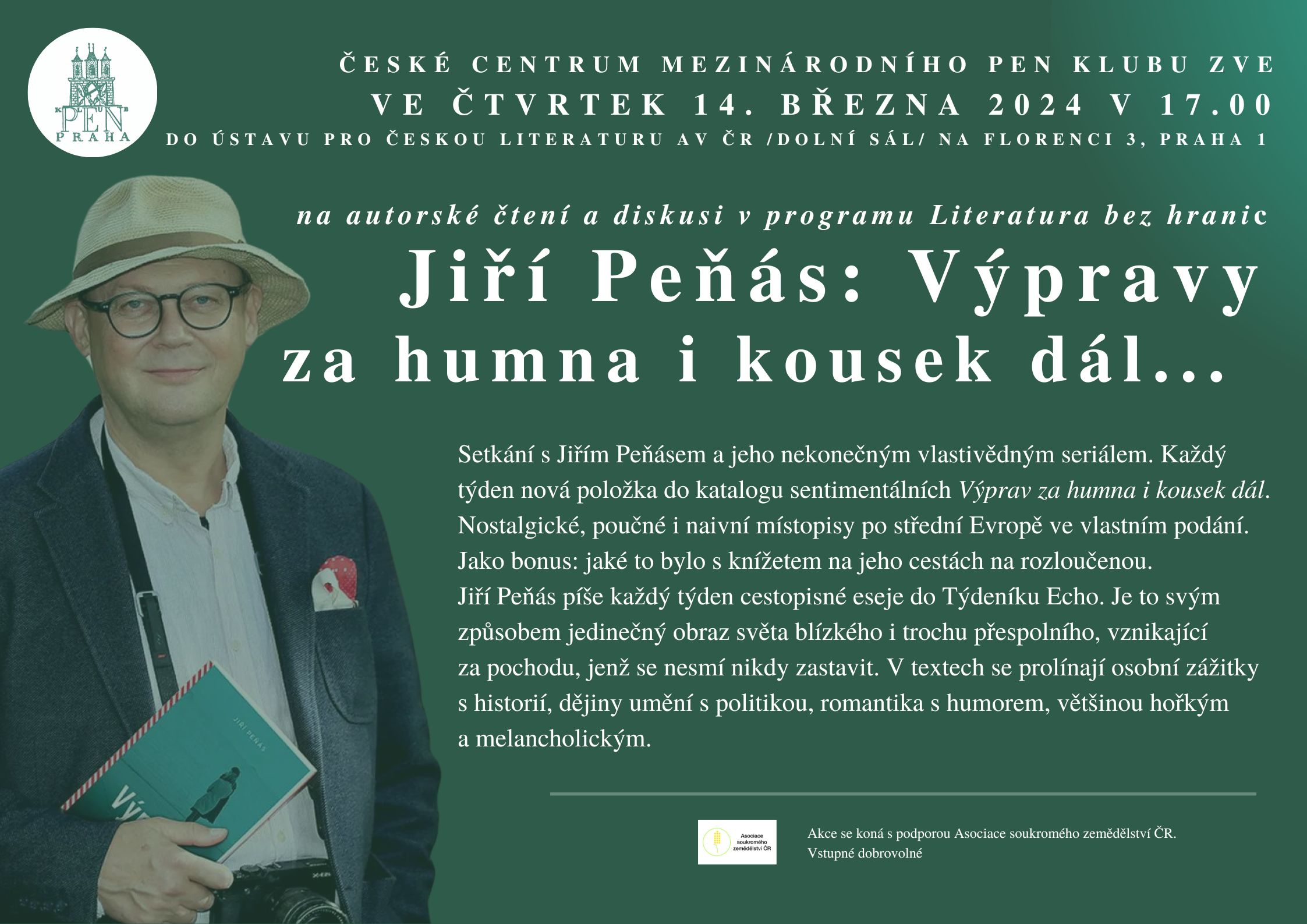 Jiří Peňás: Výpravy za humna i kousek dál (autorské čtení a diskuze)
